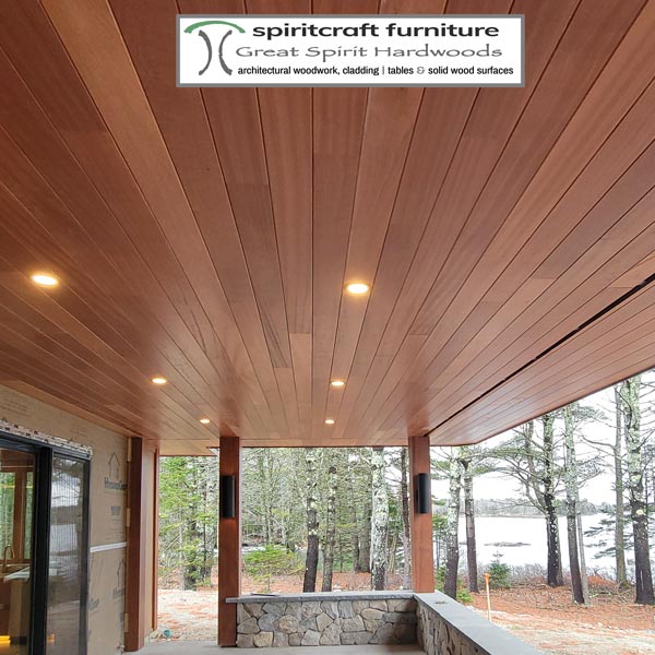 Custom Cladding and Columns in Sapele Mahogany by Spiritcraft Furniture and Great Spirit Hardwoods, East Dundee, IL